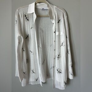 Zara White Sheer Knit Top/ Coverup